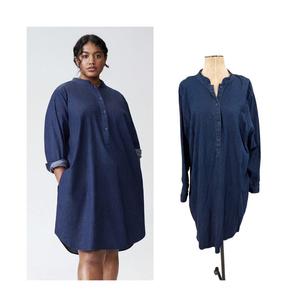 Universal Standard Hannah Denim Shirt Dress Dark Wash Blue Size L 22-24 3X